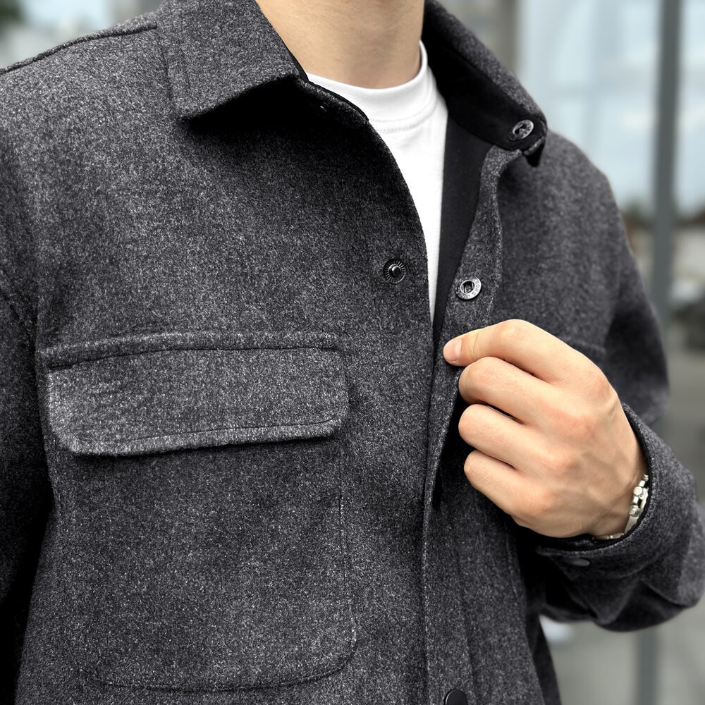 Сорочка-пальто для чоловіків Pobedov Mars. Сорочка демісезонна чоловіча темно-сіра, укр, укр