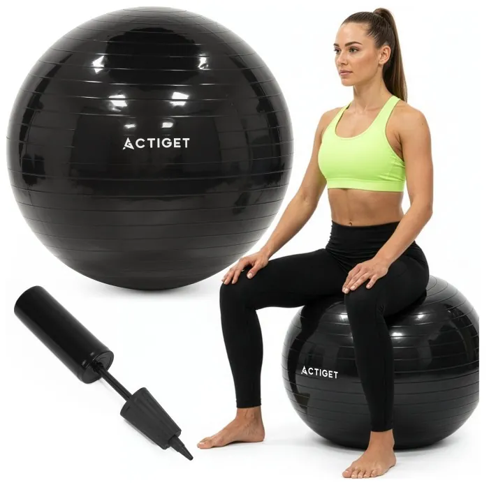 М'яч для фітнесу (фітбол) Actiget 75 см з насосом ACT0146 Black