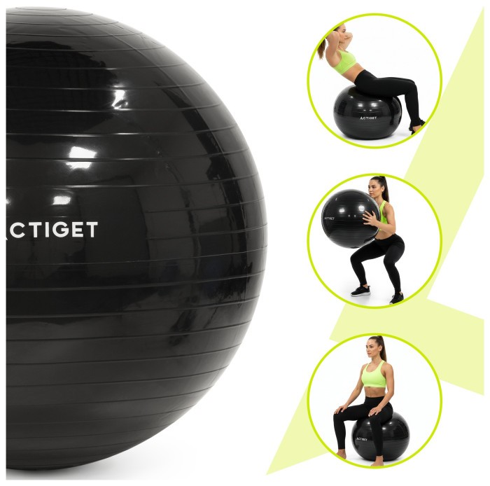 М'яч для фітнесу (фітбол) Actiget 75 см з насосом ACT0146 Black