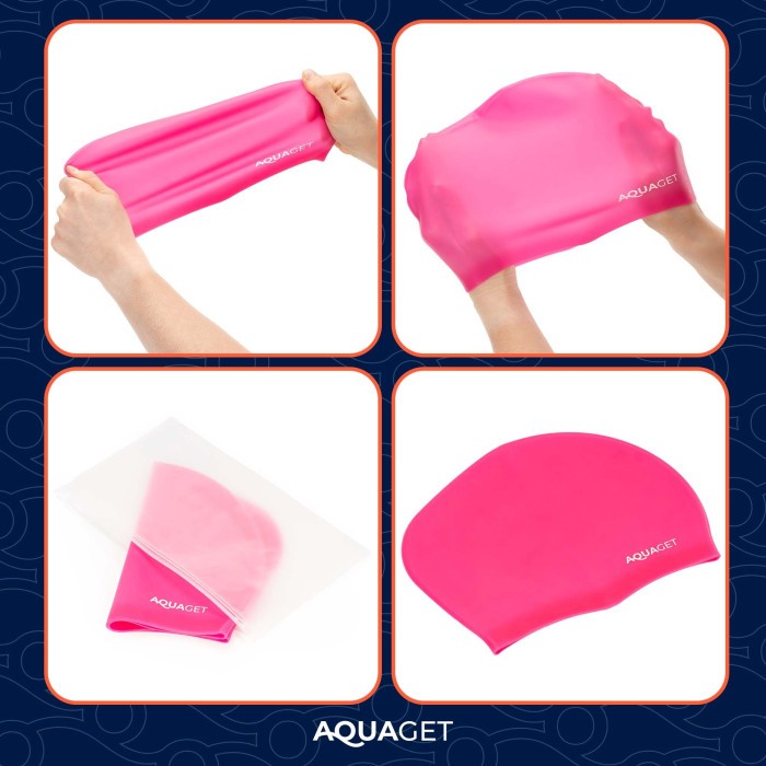 Шапочка для плавания Aquaget для длинных волос AQ0032 Pink