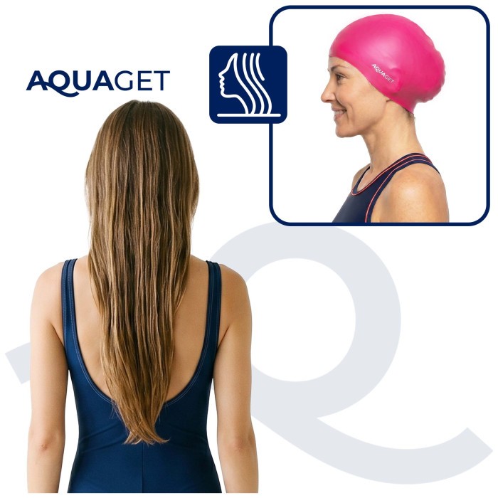 Шапочка для плавания Aquaget для длинных волос AQ0032 Pink