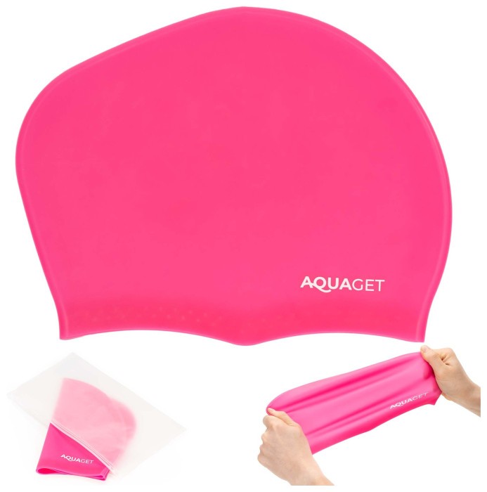 Шапочка для плавания Aquaget для длинных волос AQ0032 Pink