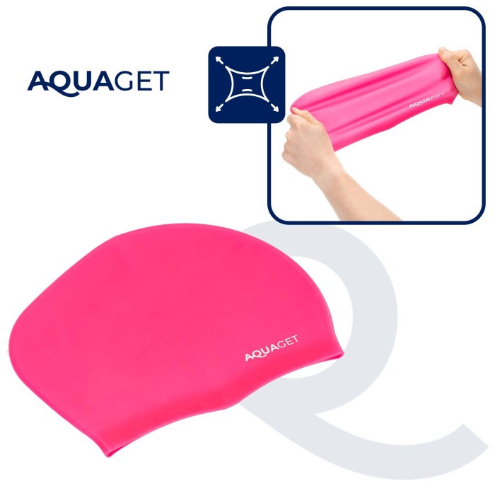 Шапочка для плавания Aquaget для длинных волос AQ0032 Pink
