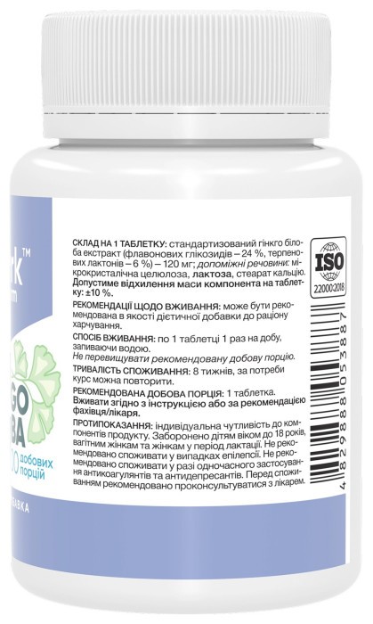 Ginkgo Biloba Extract 120mg - 100 tabs