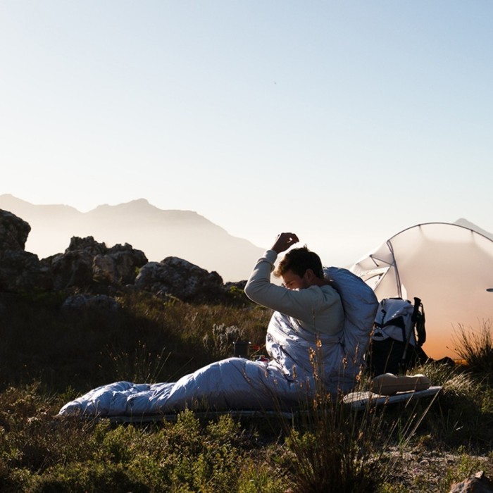 Спальник з натуральним пухом Naturehike CW700 CNK2450WS048, p-р L, жовто-сірий, укр, укр