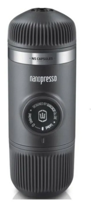 Портативна еспресо-кавоварка Wacaco Nanopresso сіра, механічна, для меленої кави (FNR_WNANOGR)