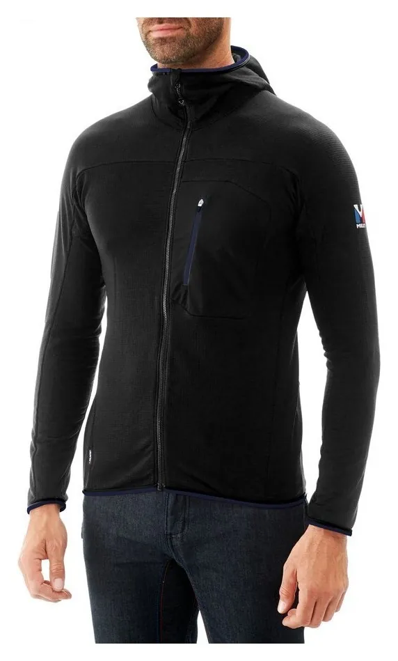 Кофта флісова чоловіча Millet TRILOGY LIGHTGRID HOODIE M L Black/noir 0247 (MIV8441-WRH) (L black/noir)