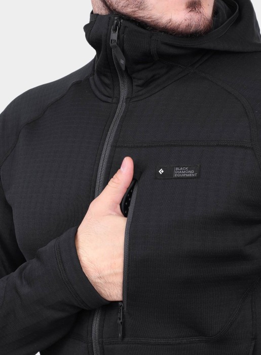 Мужская флисовая кофта с рукавом реглан Black Diamond Factor Hoody, S - Black