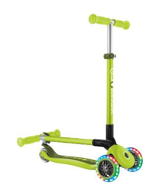 Самокат GLOBBER серии PRIMO FOLDABLE LIGHTS, зелёный, колеса с подсветкой, до 50кг, 3+