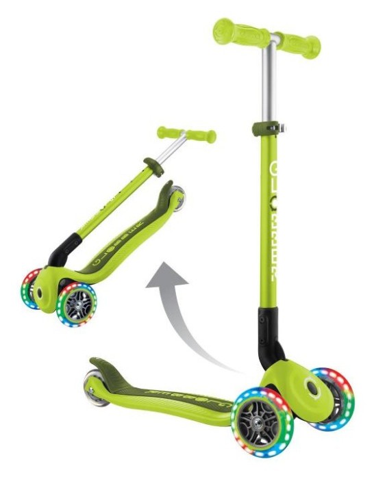 Самокат GLOBBER серії PRIMO FOLDABLE LIGHTS, зелений, колеса з підсвіткою, до 50кг, 3+, укр, укр