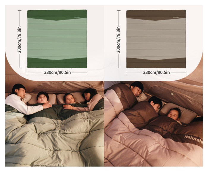 Спальний мішок двомісний Naturehike CNK2300019, зелений