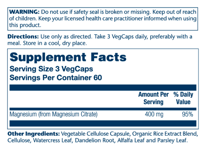 Magnesium Citrate 400mg - 180 vcaps
