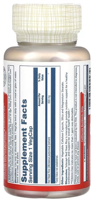 Red Yeast Rice 600mg - 90 vcaps