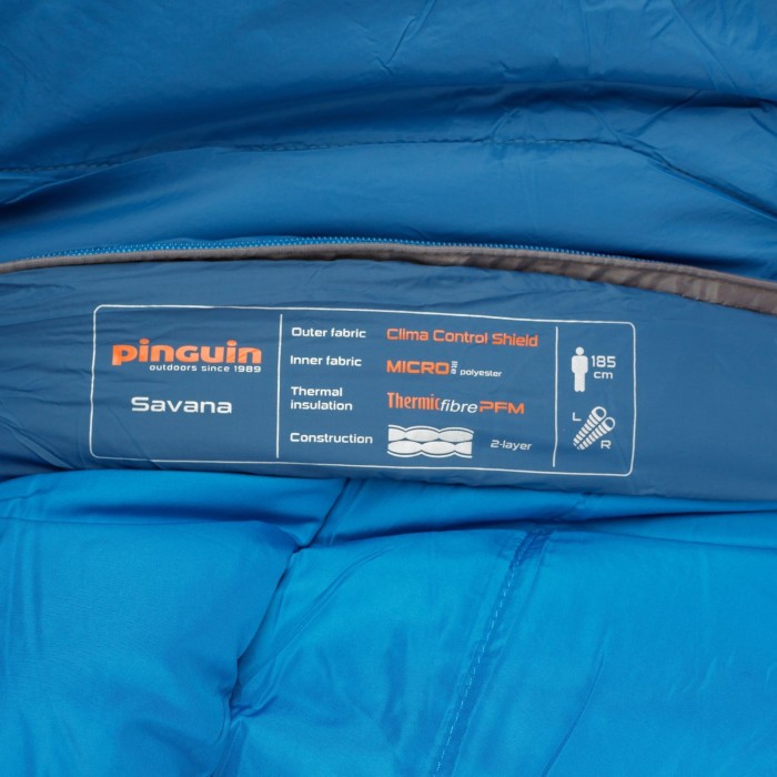 Спальный мешок Pinguin Savana (5/0°C), 195 см - Right Zip, Blue (PNG 236453) 2020