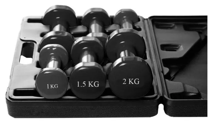 Набір гантелей у кейсі 9 кг. PowerPlay 4121 Fitness Dumbells (2шт.*1кг. 2шт.*1,5кг. 2шт.*2кг.)