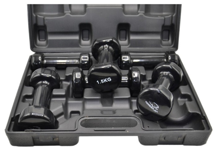 Набір гантелей у кейсі 9 кг. PowerPlay 4121 Fitness Dumbells (2шт.*1кг. 2шт.*1,5кг. 2шт.*2кг.)