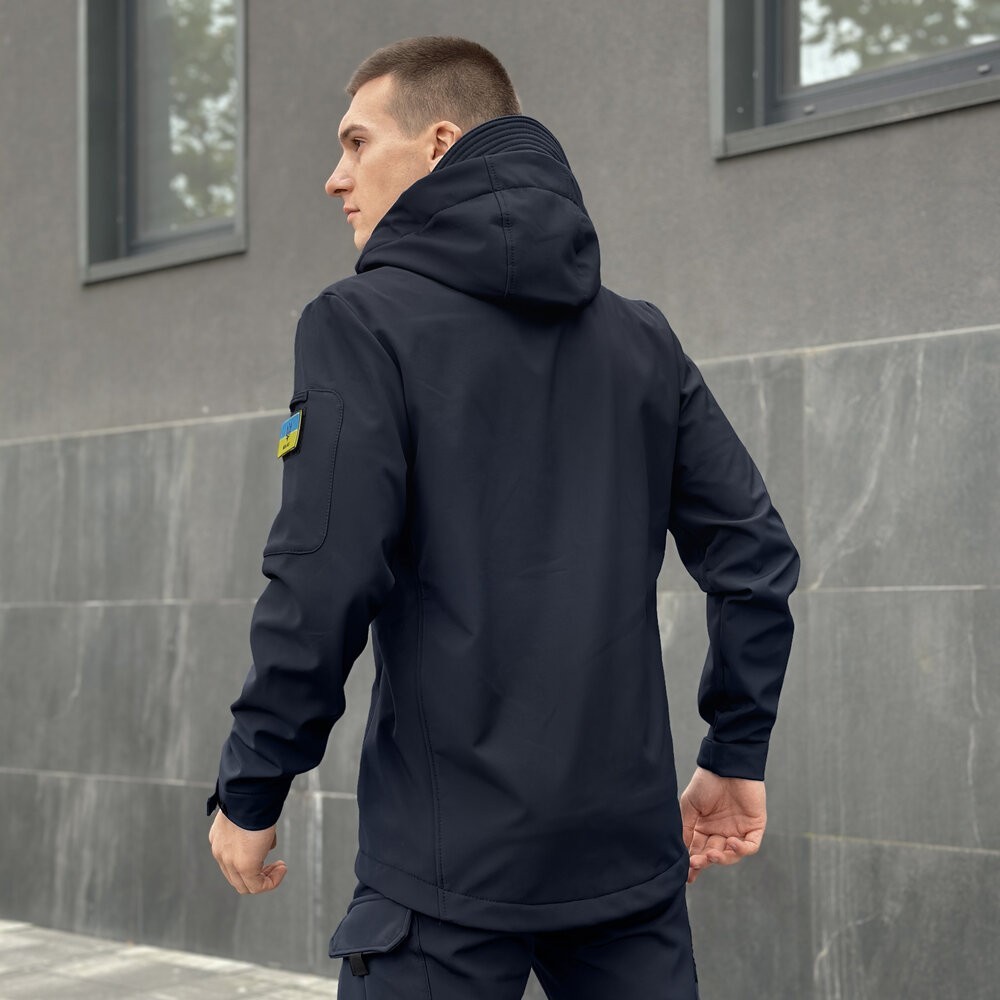 Темно-синя чоловіча демісезонна куртка Pobedov Motive із липучками, укр, укр