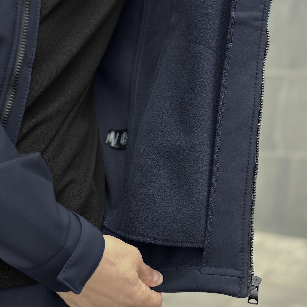 Темно-синя чоловіча демісезонна куртка Pobedov Motive із липучками, укр, укр