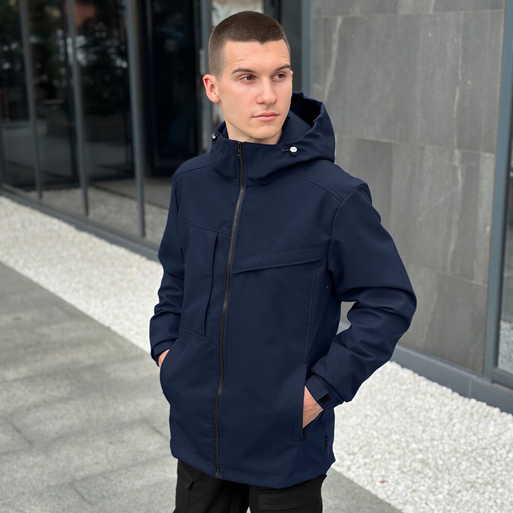 Темно-синя чоловіча повсякденна куртка на весну і осінь Pobedov Shum, укр, укр