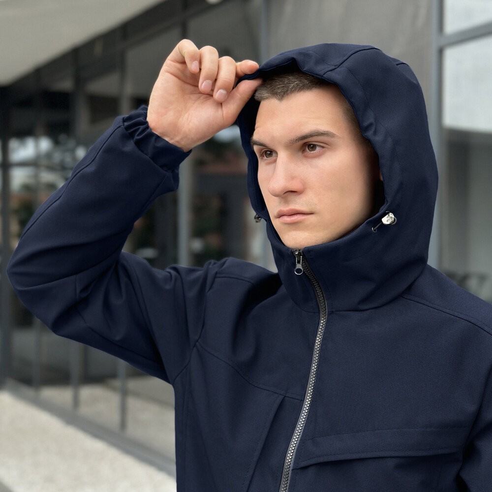 Темно-синя чоловіча повсякденна куртка на весну і осінь Pobedov Shum, укр, укр