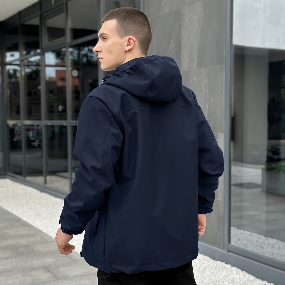 Темно-синя чоловіча повсякденна куртка на весну і осінь Pobedov Shum, укр, укр
