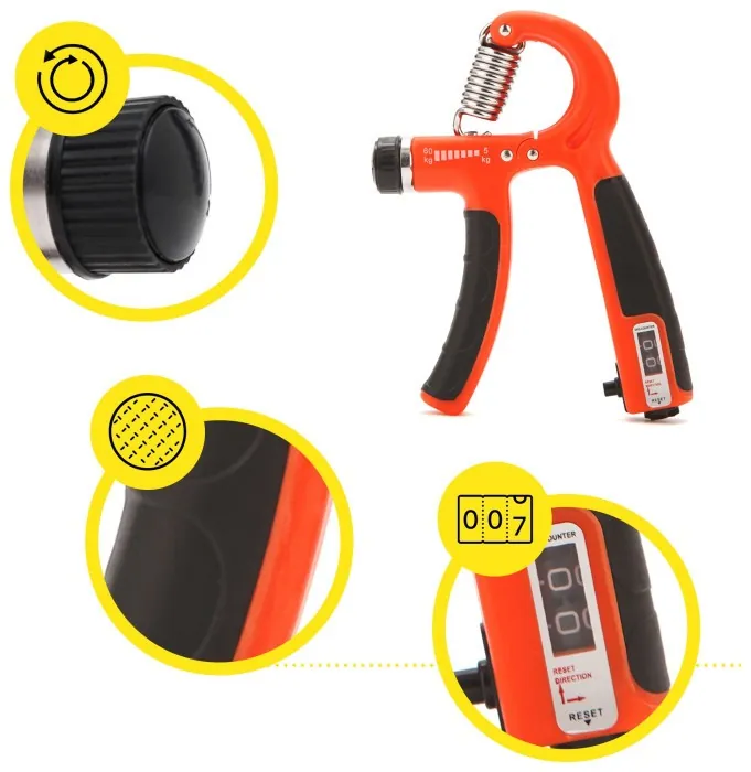 Эспандер кистевой Cornix 5-60 кг с регулируемой нагрузкой и счетчиком XR-0265 Orange/Black