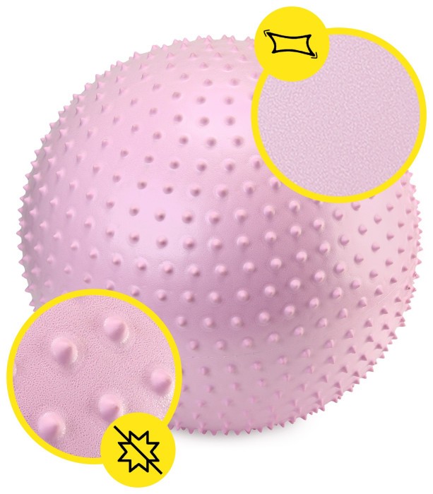 М'яч для фітнесу (фітбол) Cornix 55 см масажний Anti-Burst XR-0473 Light Pink