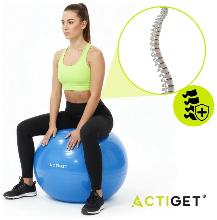 М'яч для фітнесу (фітбол) Actiget 75 см з насосом ACT0147 Blue