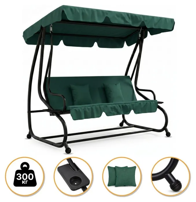 Велика гойдалка з подушками LEOBRO Luxury Green (LB-1043)