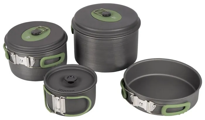 Набір посуду Bo-Camp Explorer 4 Pieces Hard Anodized Grey/Green (2200244)
