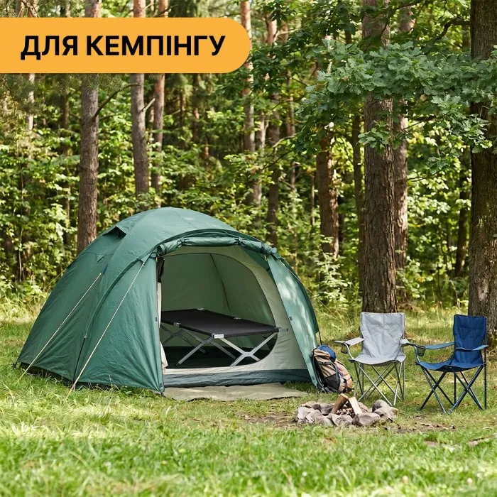 Армійська похідна розкладачка LEOBRO до 120 кг Чорна (LB-MC-A1-BLK)