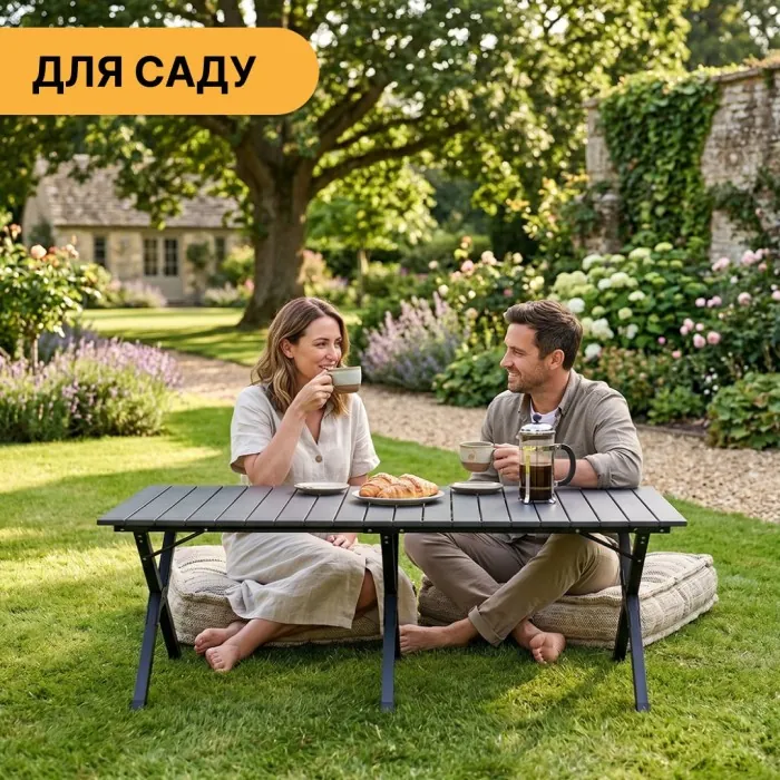 Розкладний туристичний стіл LEOBRO Camp Black XL (LB-1070)