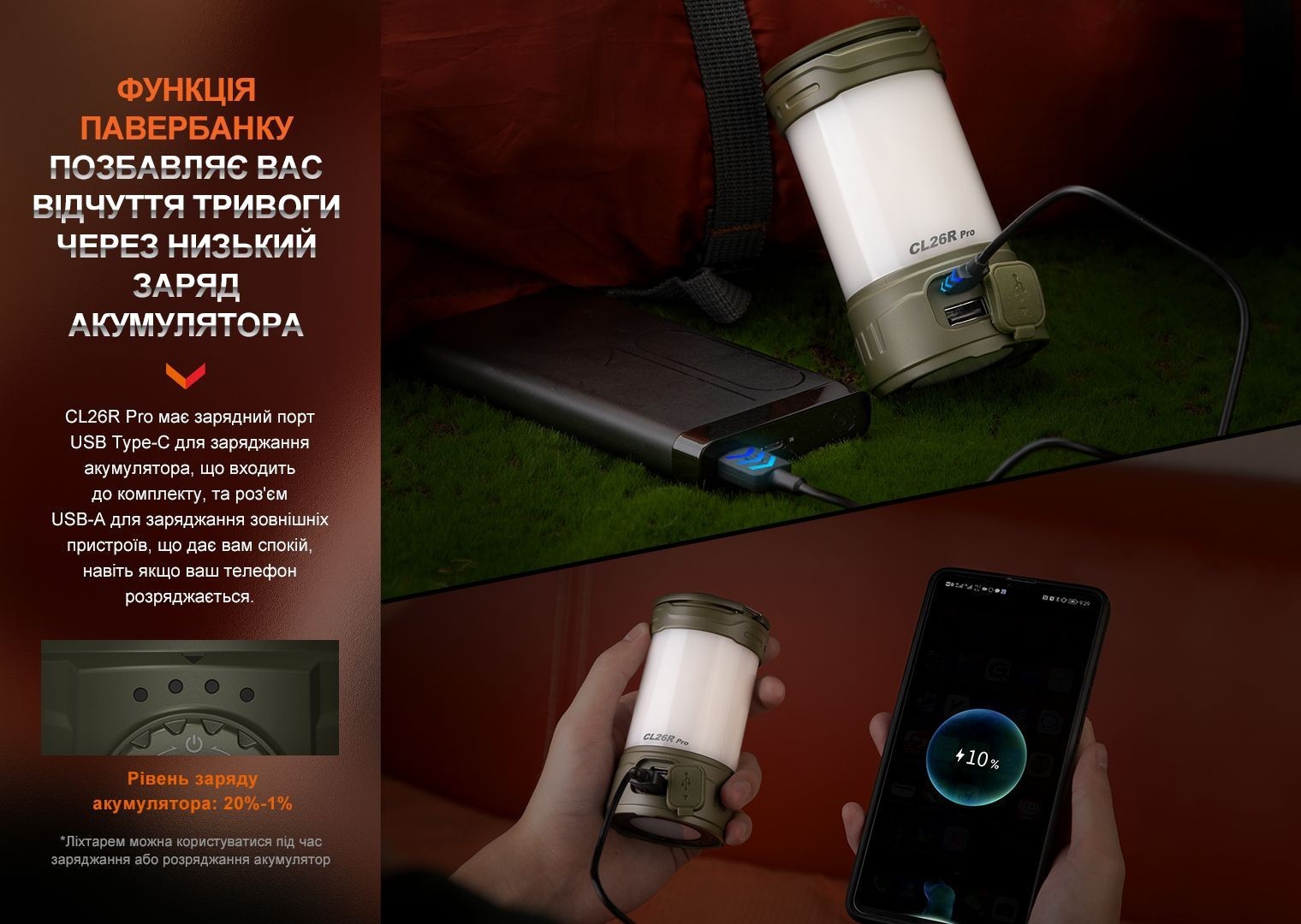 Ліхтар кемпінговий Fenix CL26R Pro, темно-зелений, укр, укр