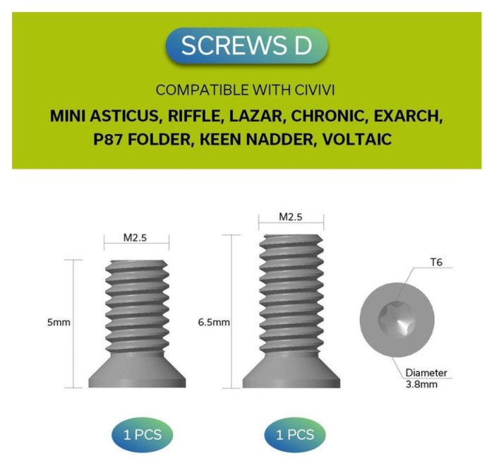 Набір сталевих гвинтів для кліпс Civivi CA-12A