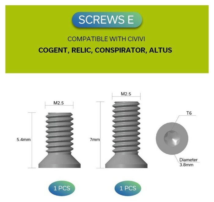 Набір сталевих гвинтів для кліпс Civivi CA-12A, укр, укр