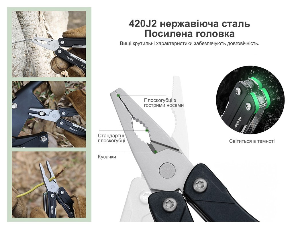 Мультитул NexTool Mini Sailor Pliers S11 блакитний, укр, укр