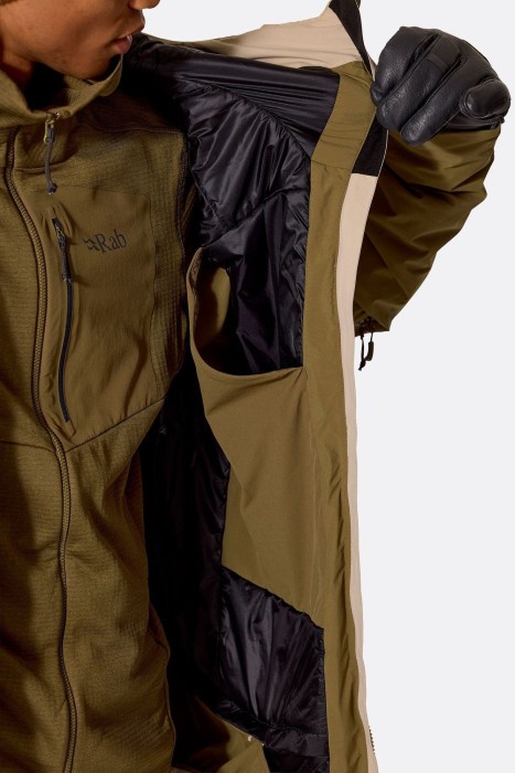 Горнолыжная мужская теплая мембранная куртка Rab Novaline Jacket, Oak/Dark Pebble, L
