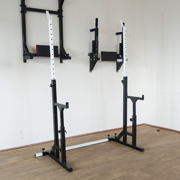 Магазин 090 + Стойки со страховочными упорами UM 0150 + Металлическая штанга RN-Sport Quatro 105 кг