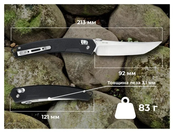 Нож складной туристический SRM 9211-GB2 (9.2 см) 8Cr13MoV/G10 черный