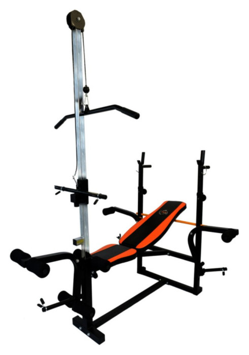 Лава для жиму з тягою + Штанга RN Steel 50 кг + Металеві гантелі по 16 кг