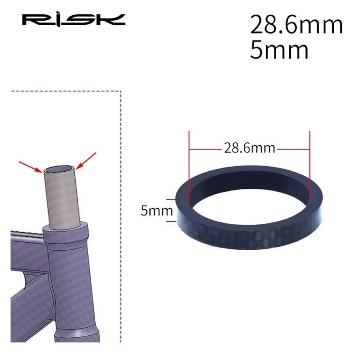 Кільце проставочне карбон 5*28.6 чорний RISK RA120-1-2, укр, укр