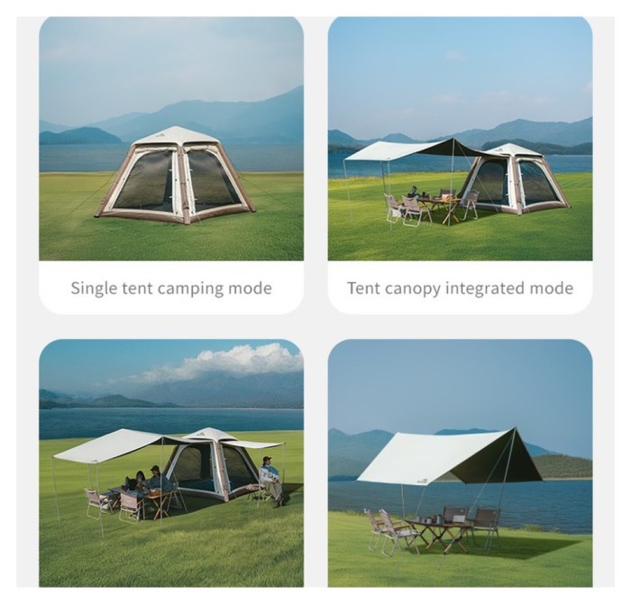 Намет чотиримісний автоматичний надувний із тентом Naturehike Ango CNK2550WS017, коричневий, укр, укр