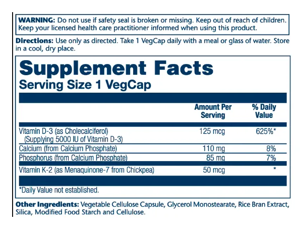 Vitamin D-3 & K-2 - 60 vcaps