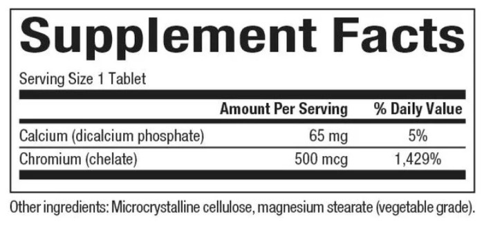 Chromium GTF Chelate 500mcg - 90 tabs