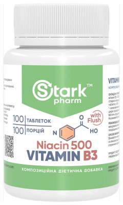 Stark Niacin Vitamin B3 with Flush 500mg - 100 tabs