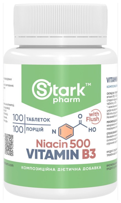 Stark Niacin Vitamin B3 with Flush 500mg - 100 tabs
