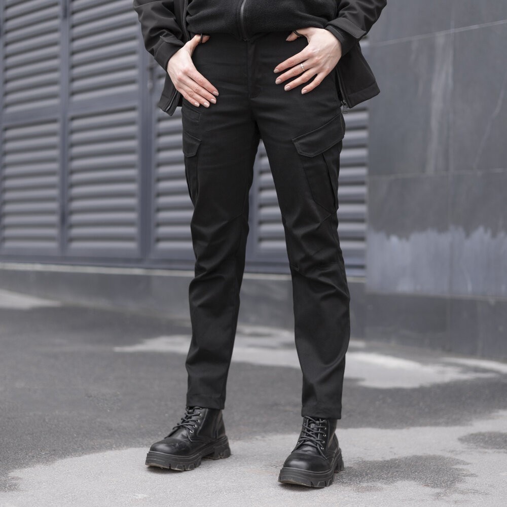 Штани-карго тактичні чорні для жінок Pobedov Tactical V2 Жіночі, укр, укр