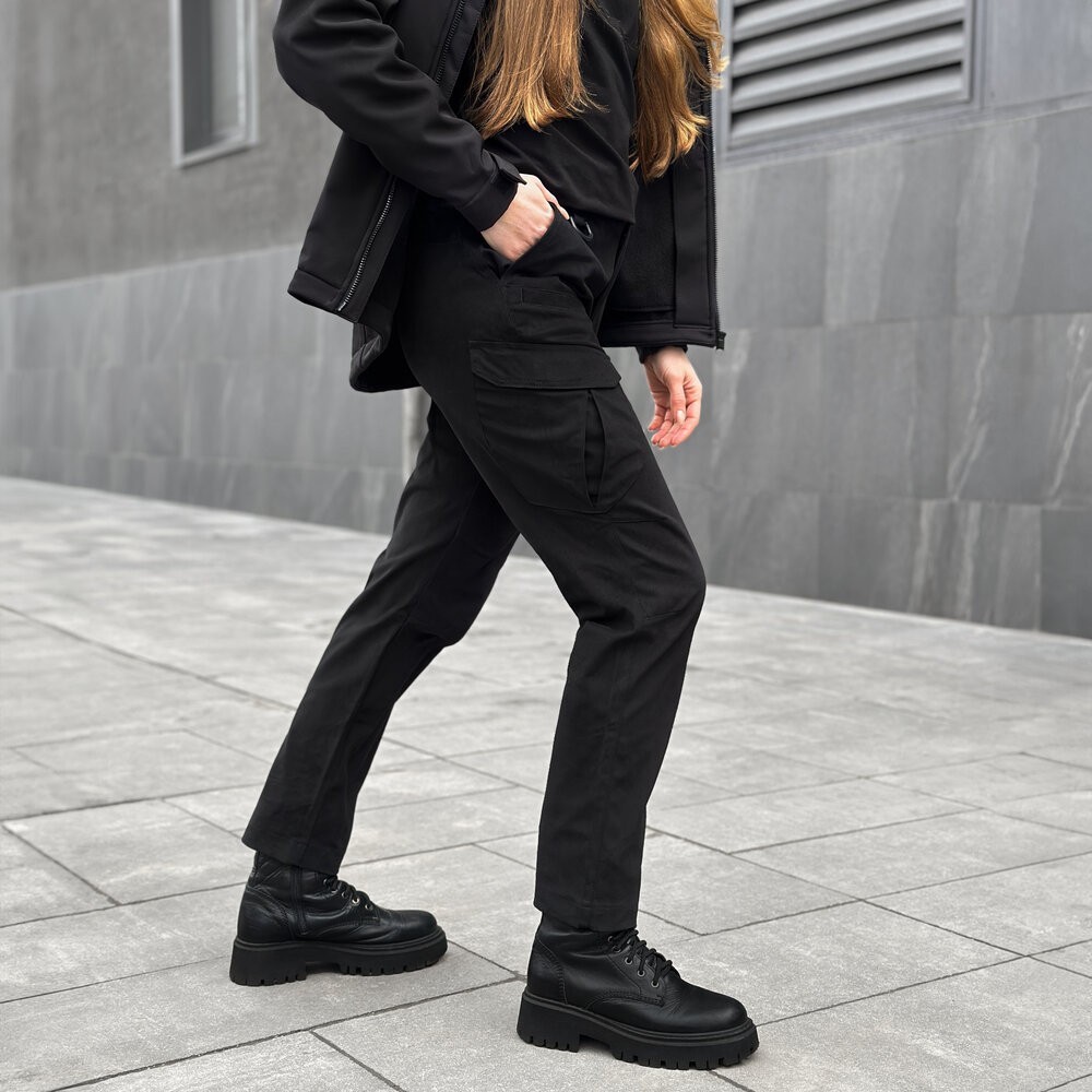 Штани-карго тактичні чорні для жінок Pobedov Tactical V2 Жіночі, укр, укр