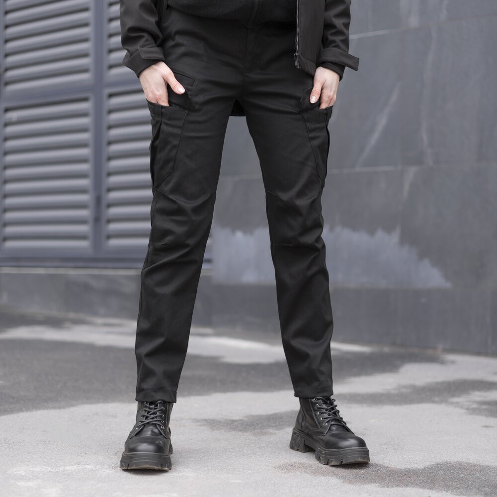 Штани-карго тактичні чорні для жінок Pobedov Tactical V2 Жіночі, укр, укр