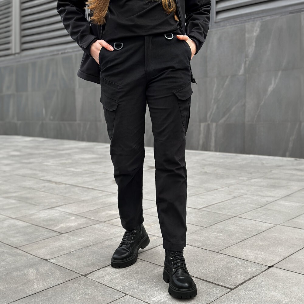 Штани-карго тактичні чорні для жінок Pobedov Tactical V2 Жіночі, укр, укр